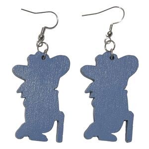 Wood Earrings - 1.75" x 1.15" Colonel Reb - Wildflower Blue - E110-13